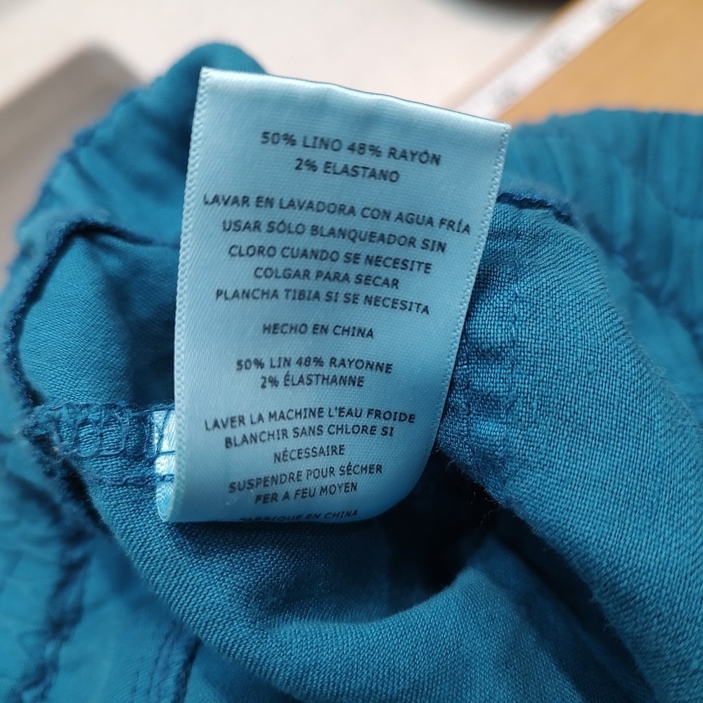 KUT From The Kloth Womens Linen Blend Ankle Pants Sz Large Blue Casual Coastal - Picture 6 of 6